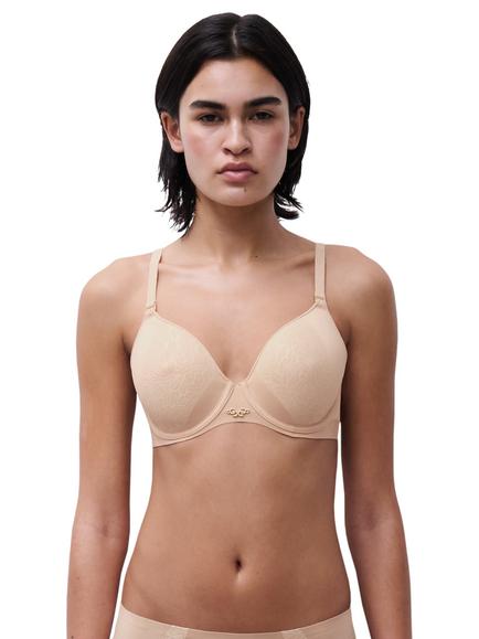 Chantelle Pure Lace Spacer T-Shirt Bra, Black, Golden Beige