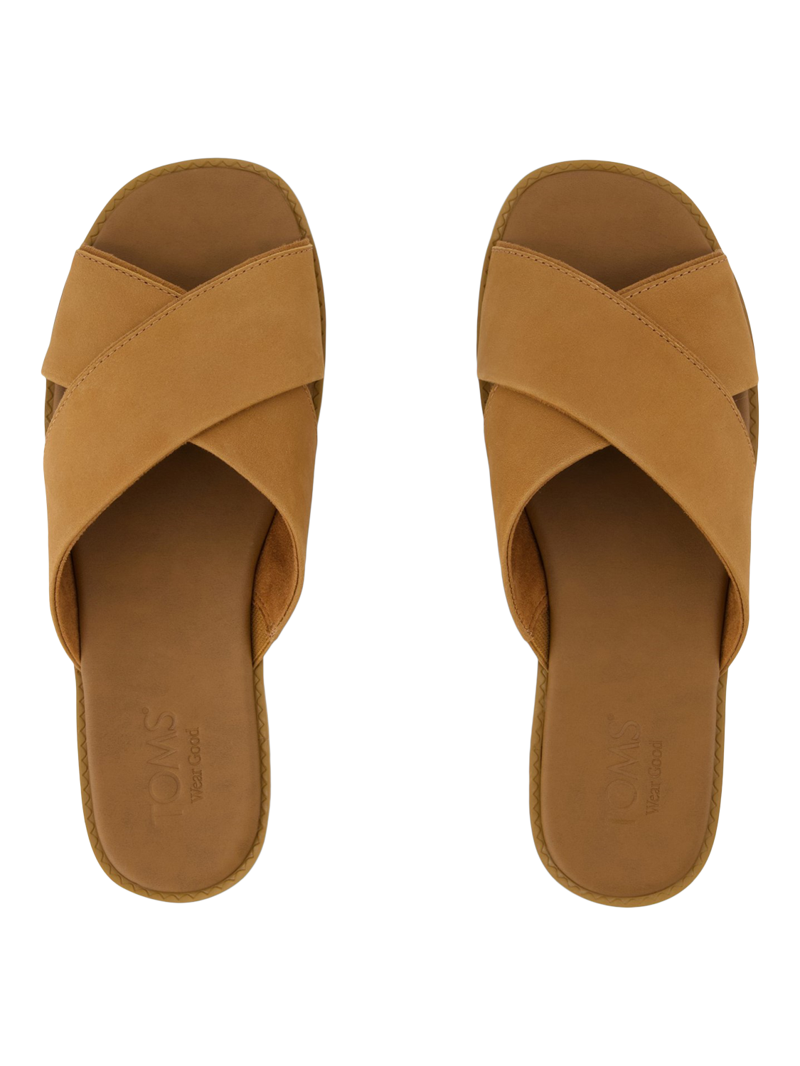 Product image 5 of 11, which shows TOMS Mae Crossover Leather Slider Sandals, Brown, 4