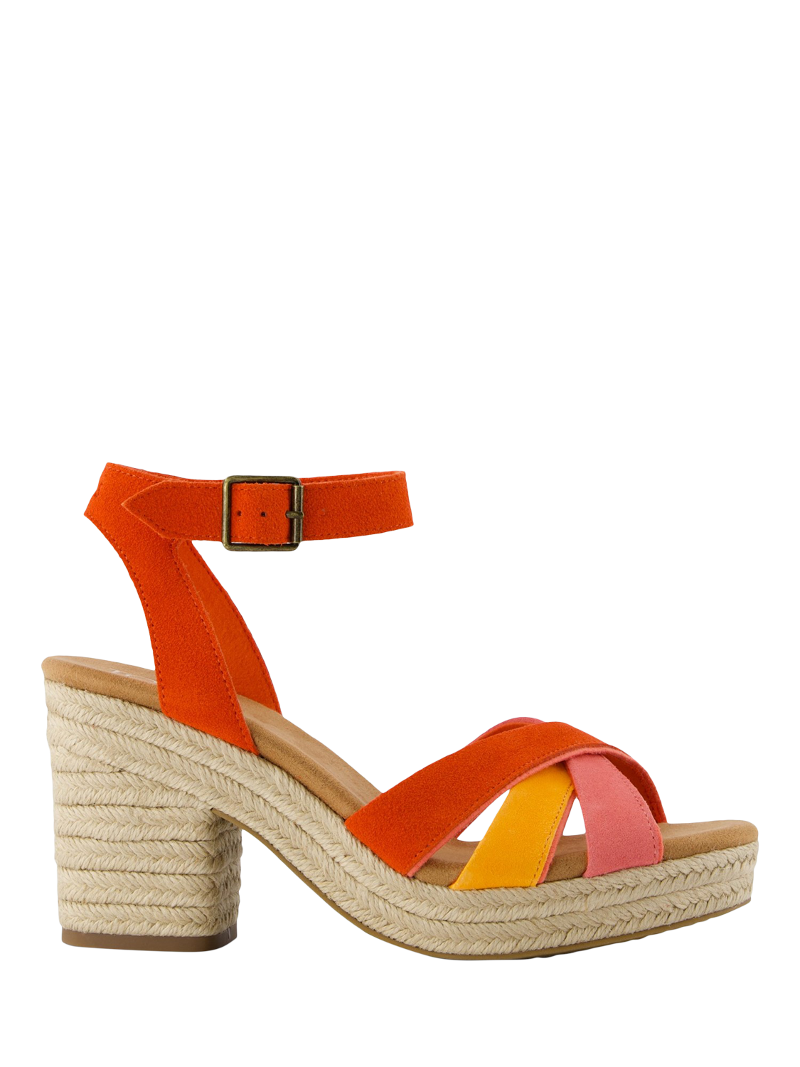 TOMS Majorca Leather Strappy Block Heel Sandals, Bright Red