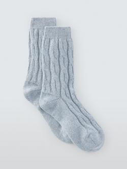 John Lewis Cashmere Rich Cable Knit Bed Socks, Blue