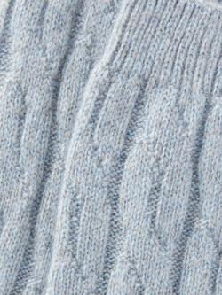 John Lewis Cashmere Rich Cable Knit Bed Socks - view 2, Blue