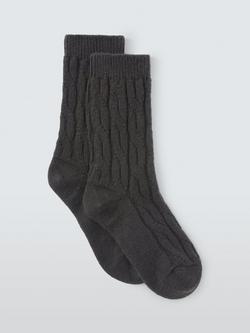 John Lewis Cashmere Rich Cable Knit Bed Socks, Charcoal