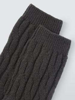 John Lewis Cashmere Rich Cable Knit Bed Socks - view 2, Charcoal