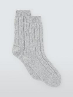 John Lewis Cashmere Rich Cable Knit Bed Socks, Grey