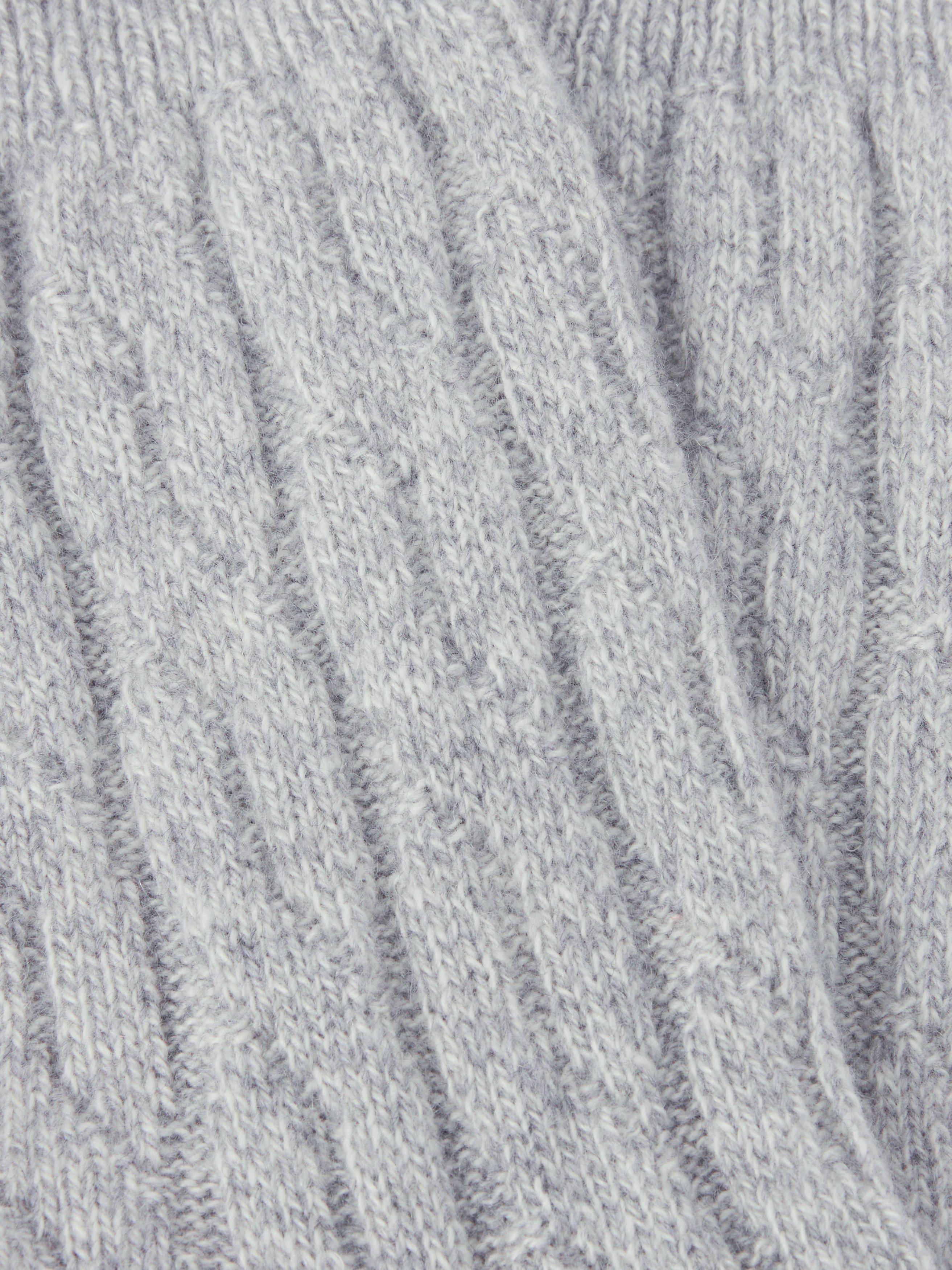 Product image 2 of 2, which shows John Lewis Cashmere Rich Cable Knit Bed Socks, Grey, S-M