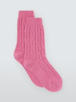 John Lewis Cashmere Rich Cable Knit Bed Socks, Lilac