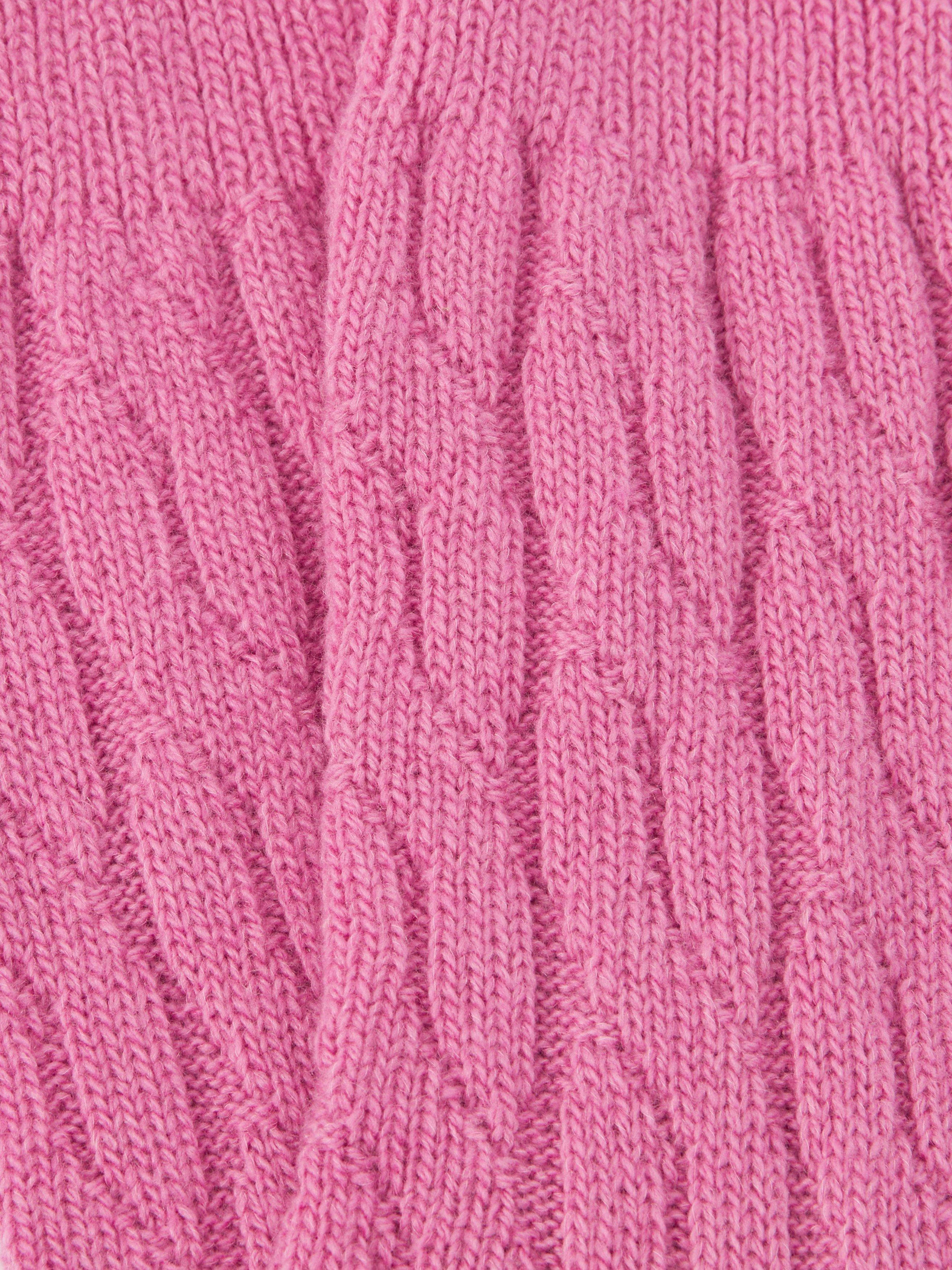 Product image 2 of 2, which shows John Lewis Cashmere Rich Cable Knit Bed Socks, Lilac, S-M