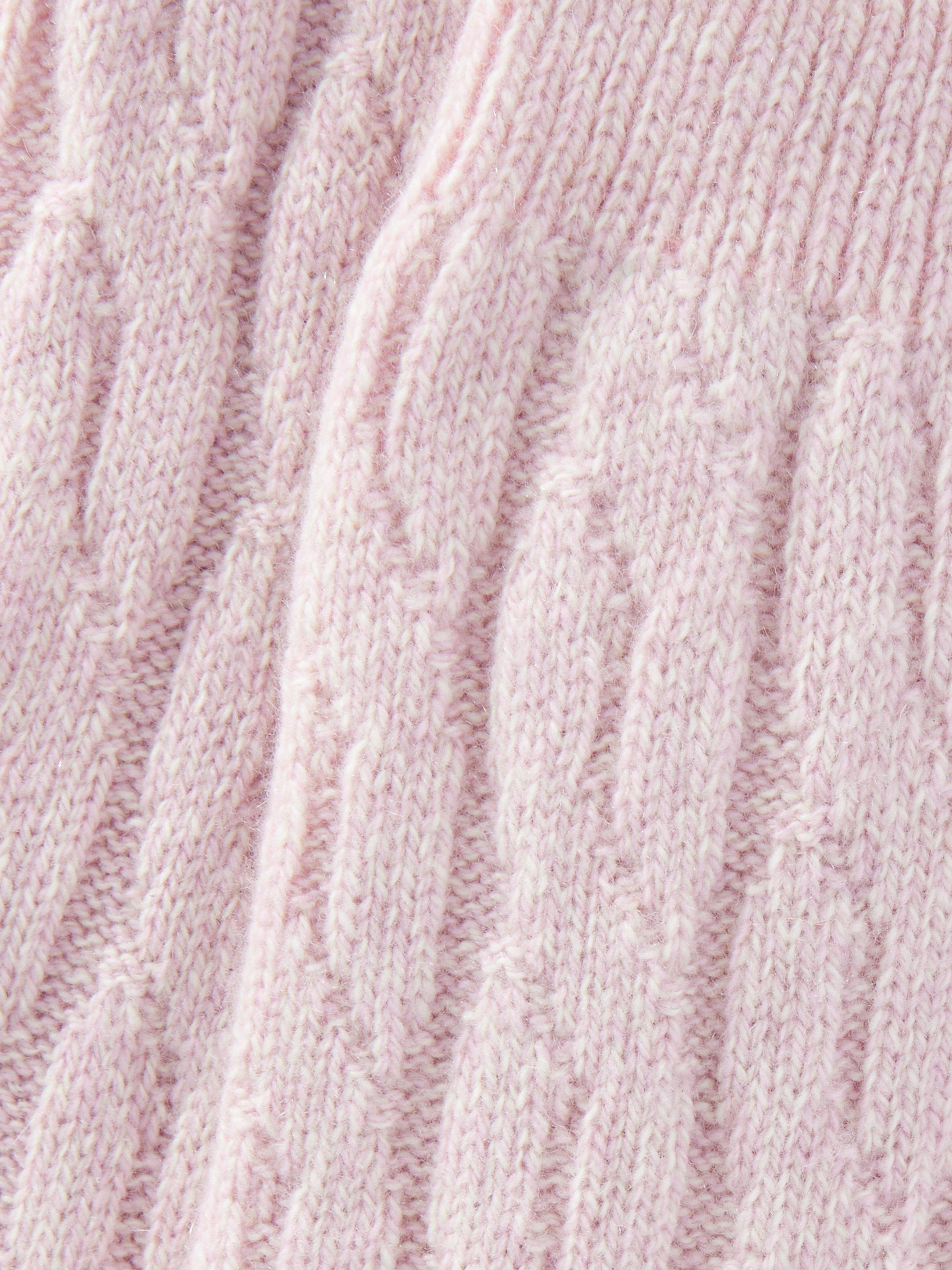 Product image 2 of 2, which shows John Lewis Cashmere Rich Cable Knit Bed Socks, Dark Pink, S-M