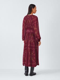 AND/OR Paisley V-Neck Midi Dress, Burgundy - view 2, Burgundy