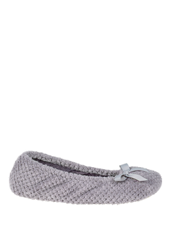 totes Terry Popcorn Ballet Slippers, Pale Grey