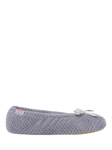 totes Terry Popcorn Ballet Slippers, Pale Grey