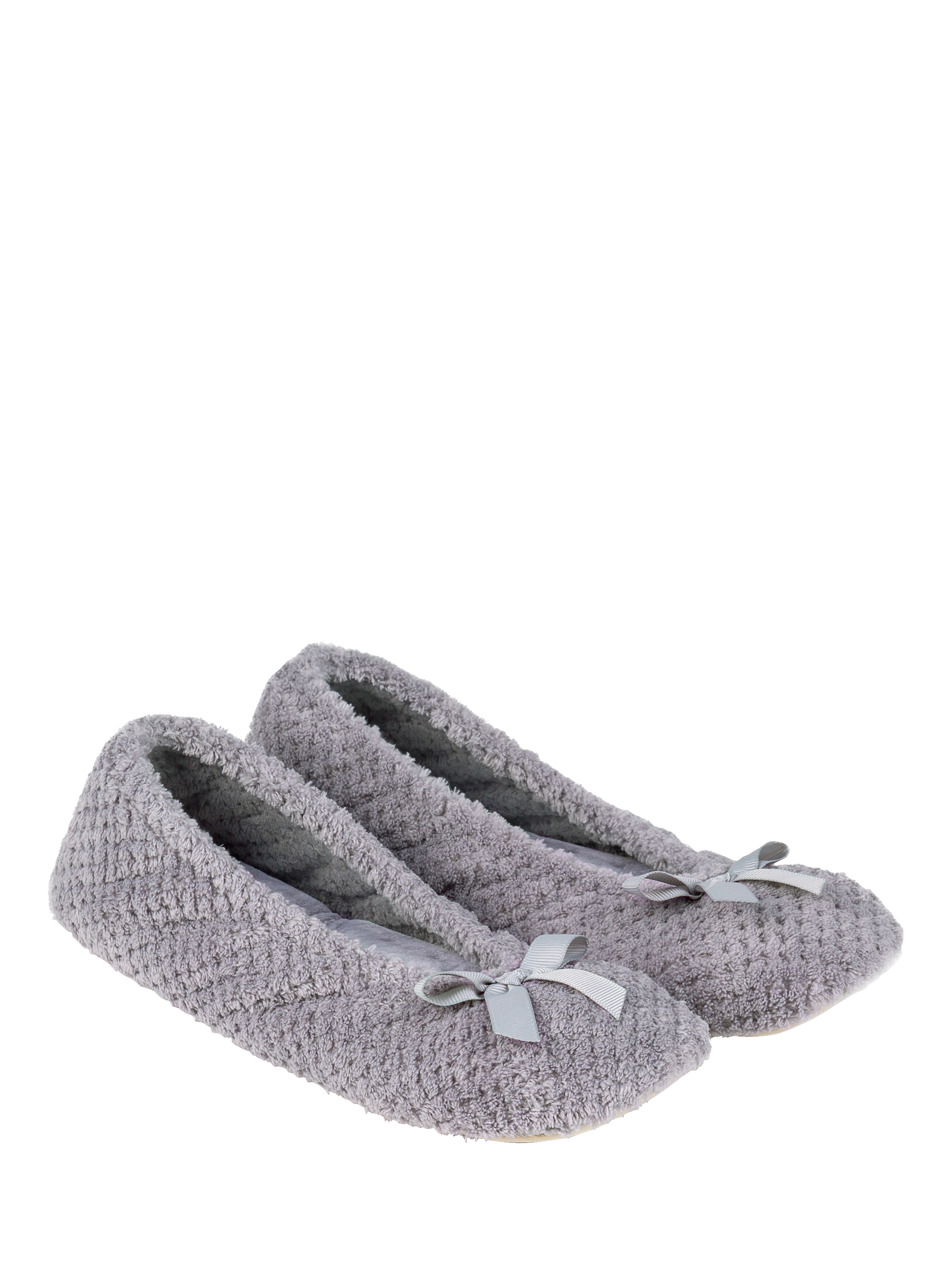 Product image 2 of 6, which shows totes Terry Popcorn Ballet Slippers, Pale Grey, S