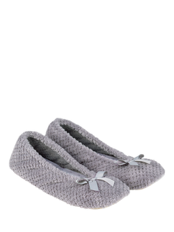 totes Terry Popcorn Ballet Slippers - view 2, Pale Grey