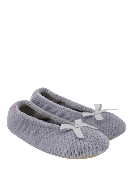 totes Terry Popcorn Ballet Slippers - view 2, Pale Grey