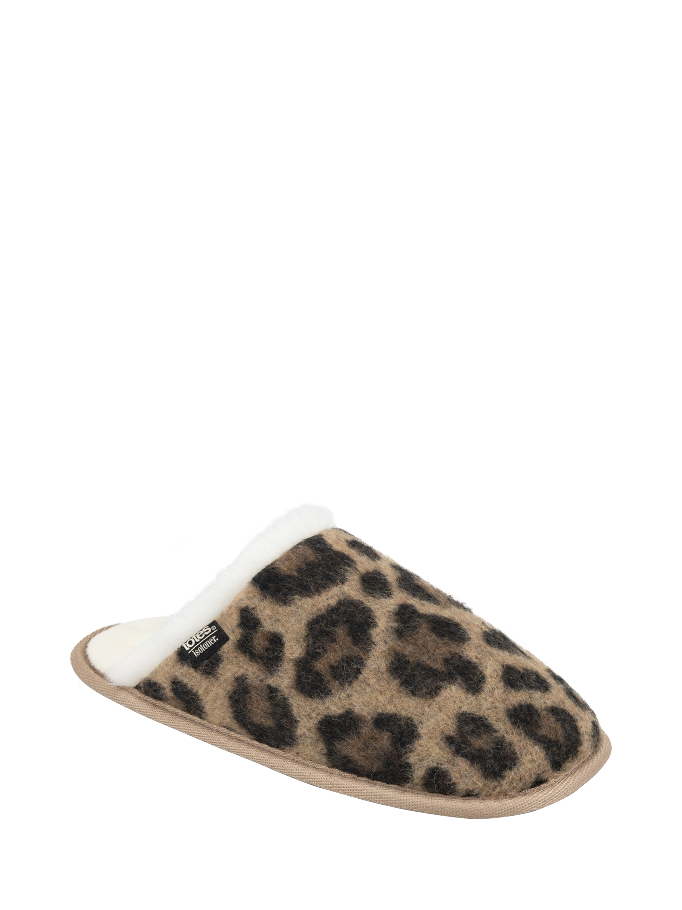 Product image 4 of 6, which shows totes Isotoner Women's Animal Fur Mule Slippers, Multi, 4