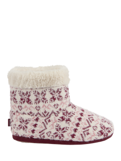 totes toasties Ladies Fair Isle Knit Boot Slippers, Fair Isle, Fair Isle