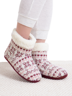 totes toasties Ladies Fair Isle Knit Boot Slippers, Fair Isle - view 2, Fair Isle