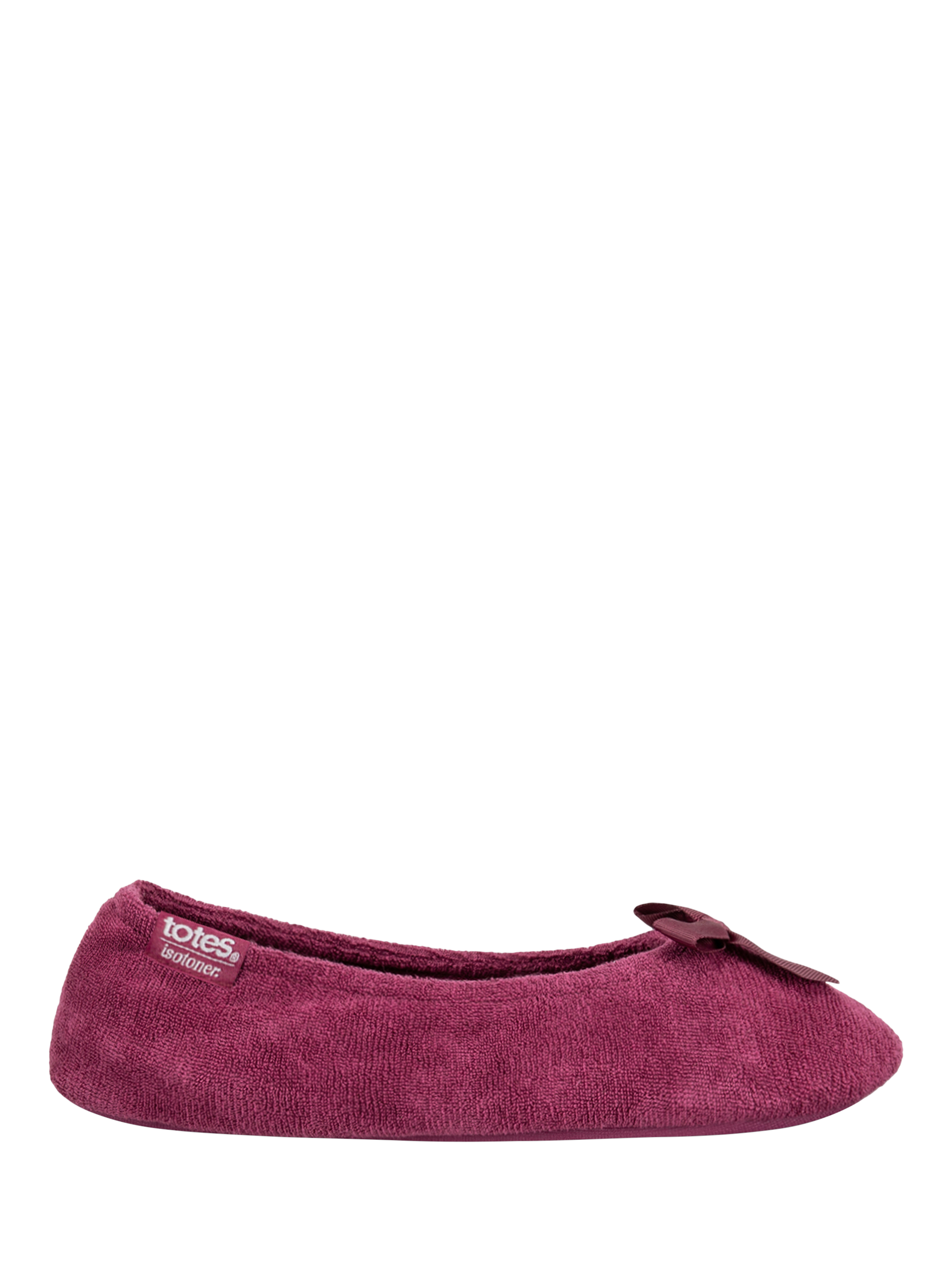 Product image 1 of 6, which shows totes Terry Ballerina Slippers, Burgundy, S