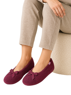totes Terry Ballerina Slippers - view 2, Burgundy