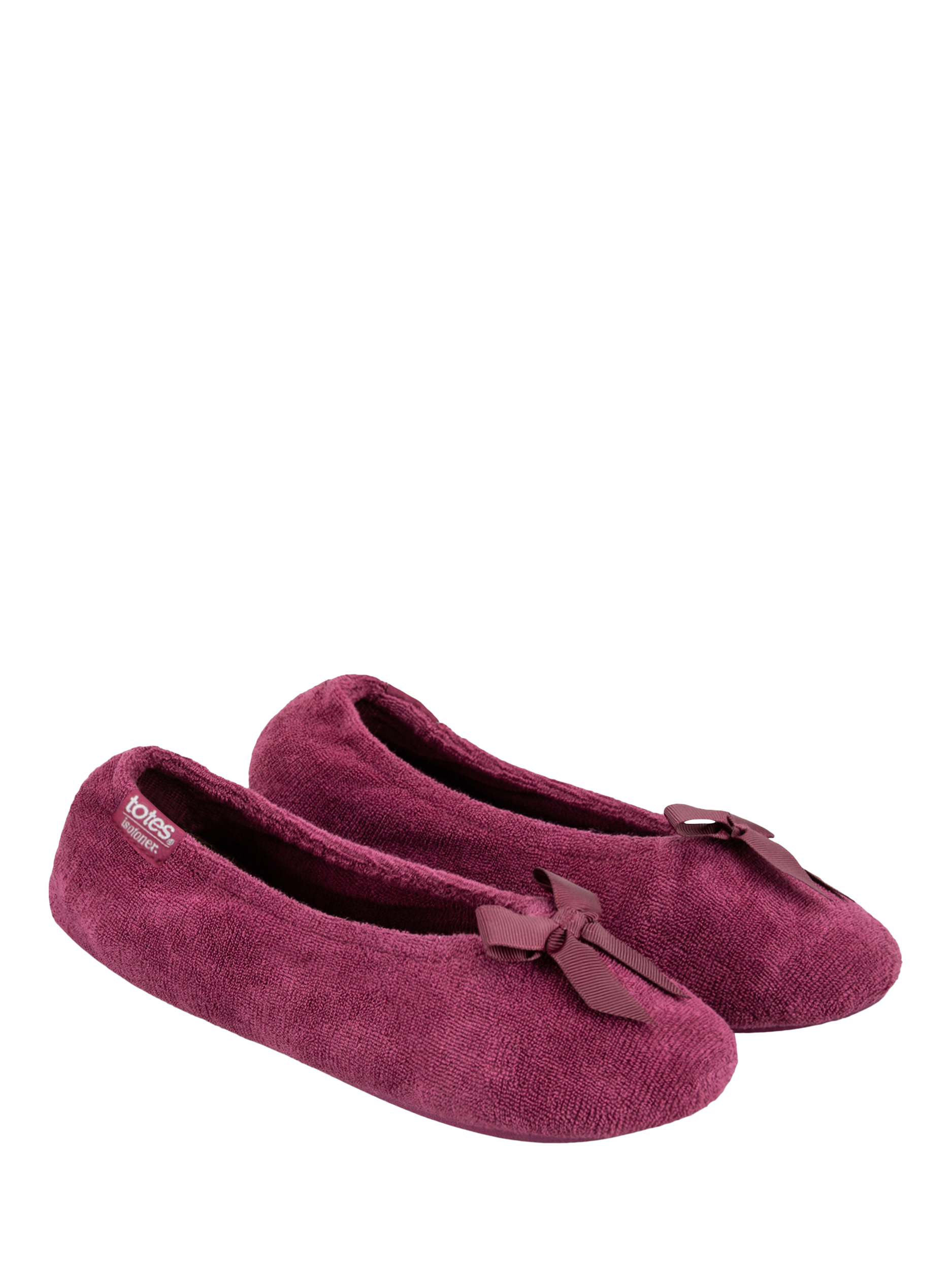 Product image 3 of 6, which shows totes Terry Ballerina Slippers, Burgundy, S