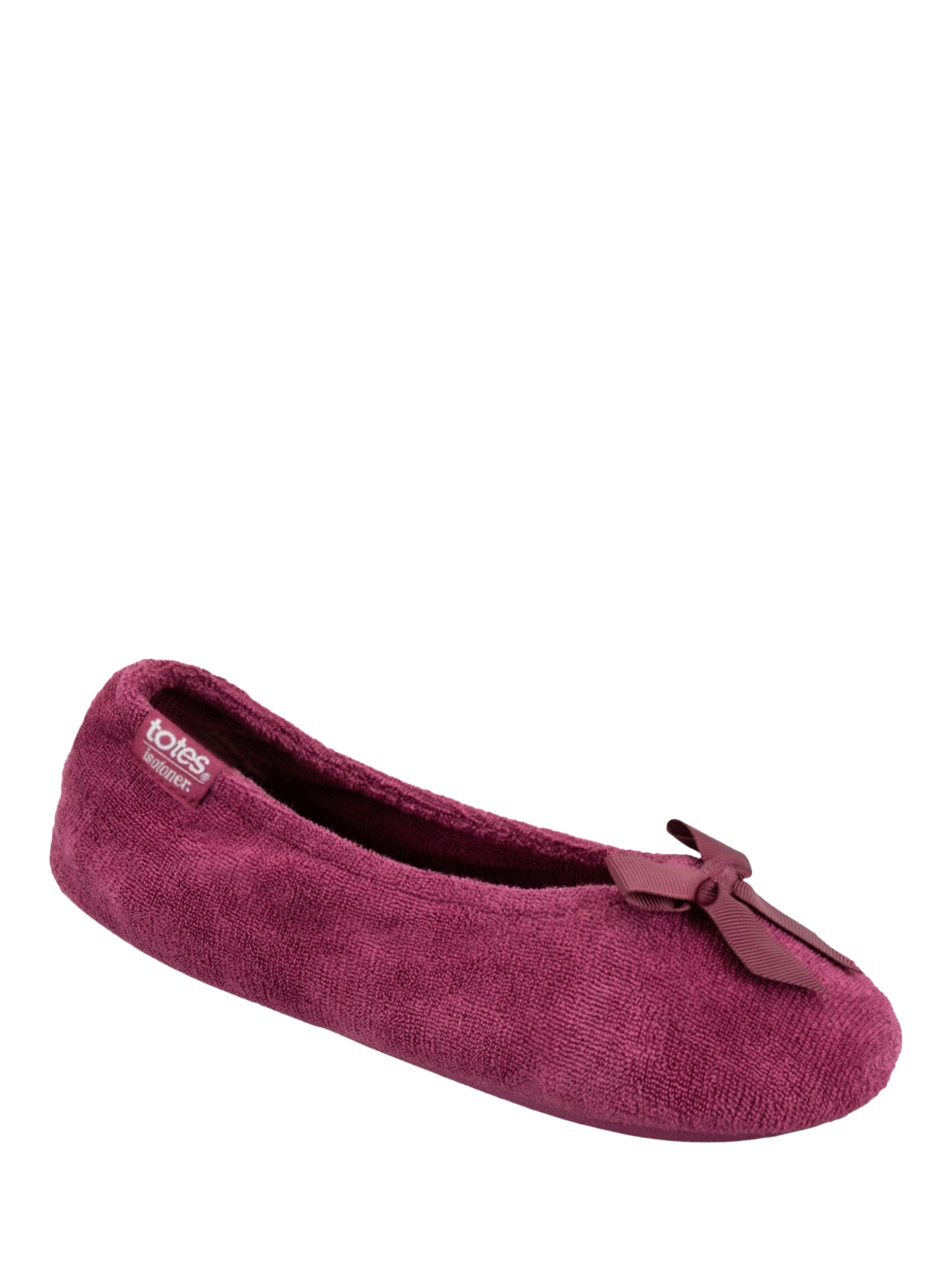 Product image 4 of 6, which shows totes Terry Ballerina Slippers, Burgundy, S