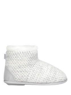 totes Isotoner Women's Sparkle Knit Boot Slippers, Light Grey, Light Grey