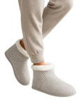 totes Isotoner Women's Sparkle Knit Boot Slippers, Light Grey
