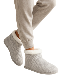 totes Isotoner Women's Sparkle Knit Boot Slippers, Light Grey - view 2, Light Grey