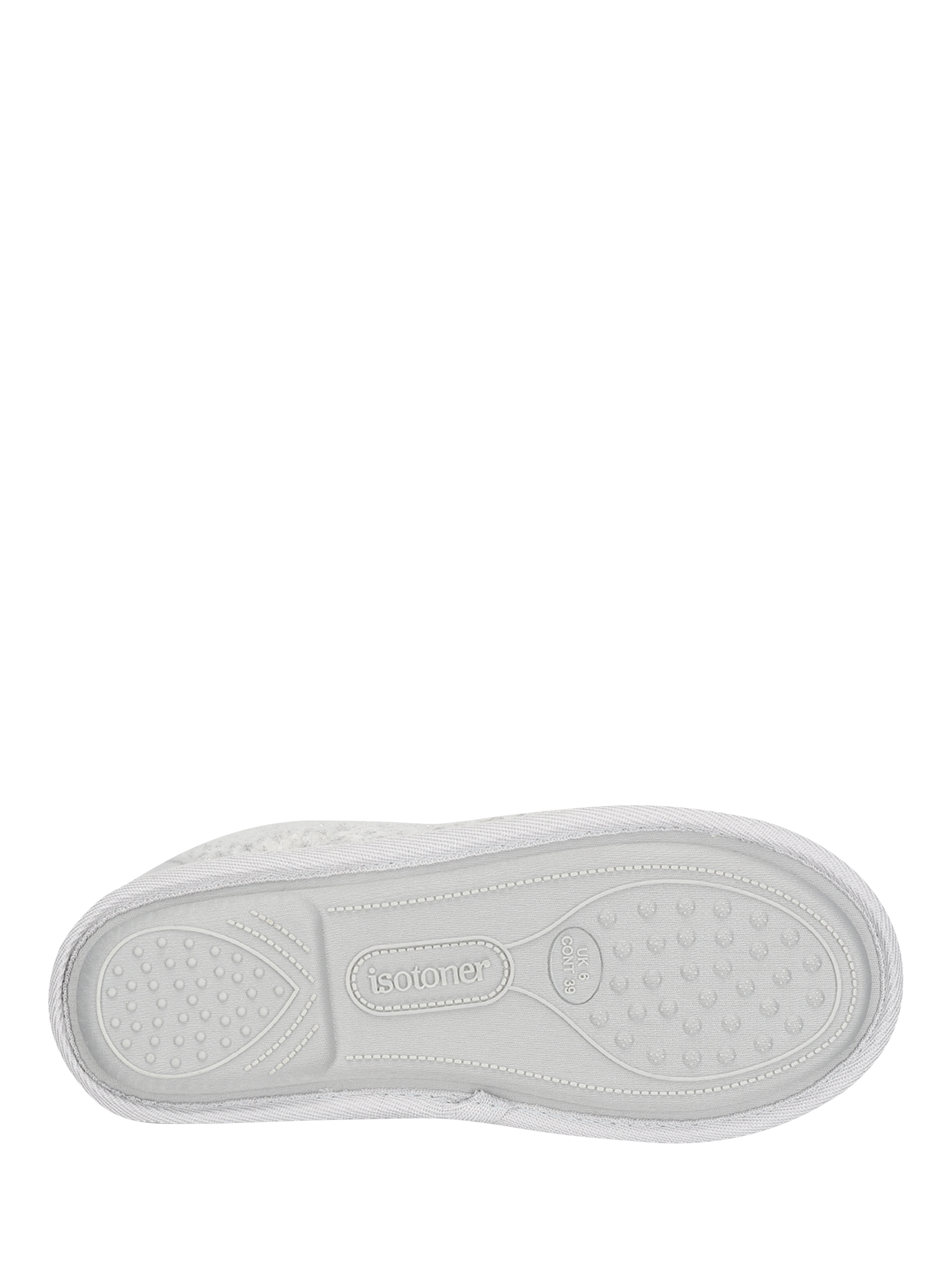 Product image 6 of 6, which shows totes Isotoner Women's Sparkle Knit Boot Slippers, Light Grey, 4