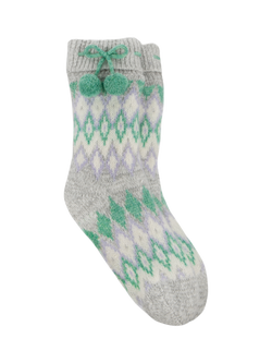 totes toasties Women's Fair Isle Chenille Slipper Socks, Fairisle, Fairisle