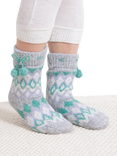 totes toasties Women's Fair Isle Chenille Slipper Socks, Fairisle