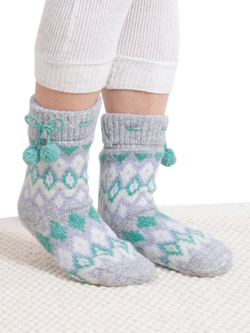 totes toasties Women's Fair Isle Chenille Slipper Socks, Fairisle - view 2, Fairisle