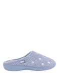 totes Isotoner Women's Popcorn Terry Mule Slippers, Iris Blue