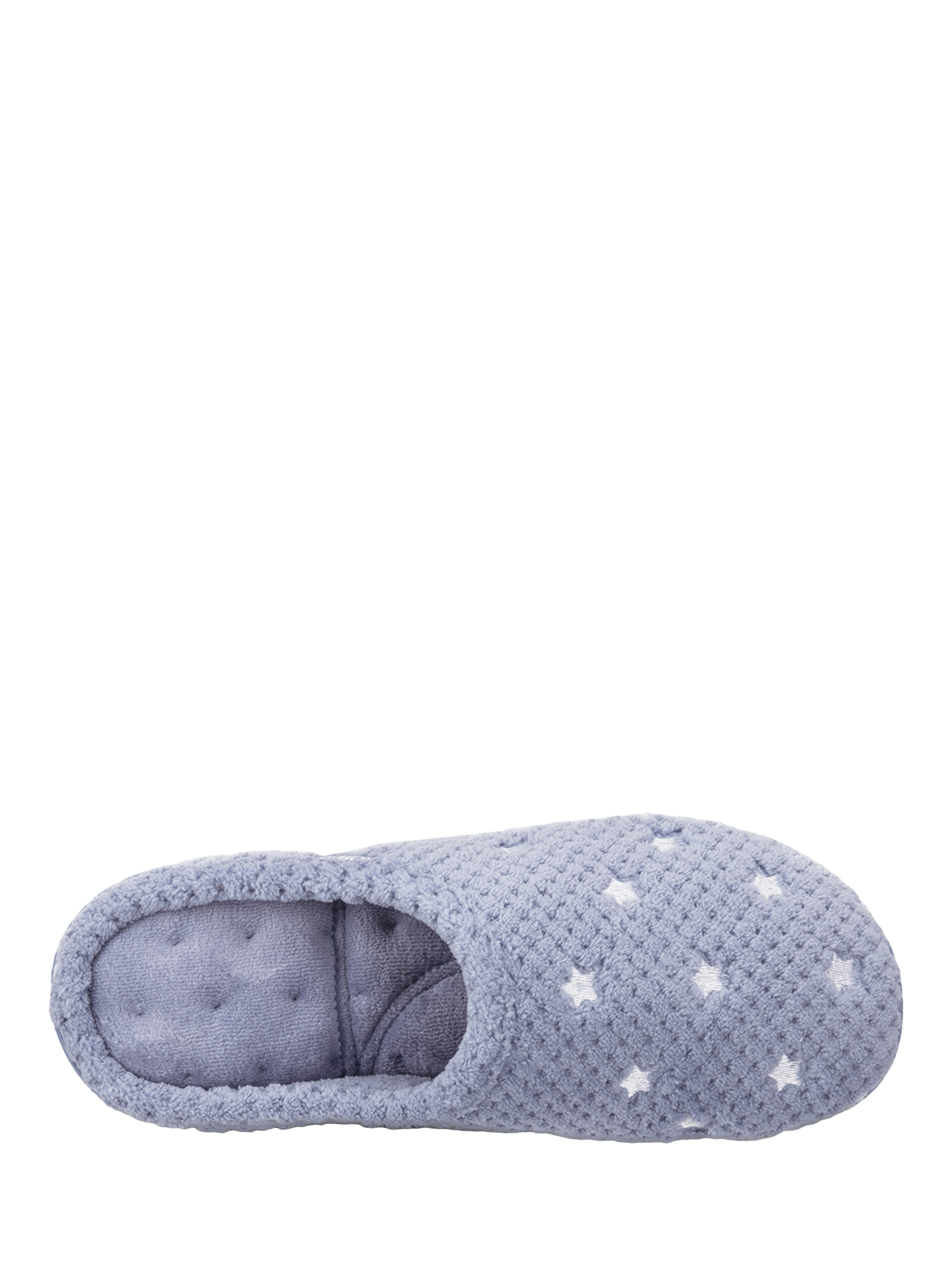 Product image 5 of 6, which shows totes Isotoner Women's Popcorn Terry Mule Slippers, Iris Blue, 4