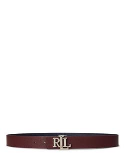 Ralph Lauren Reversible Pebbled Leather Belt - view 2, Navy/Dark Garnet