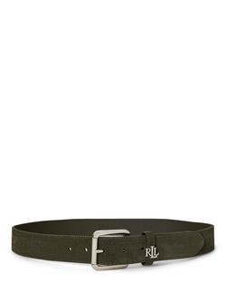 Ralph Lauren Suede Silver Hardware Belt, Dark Olive, Dark Olive