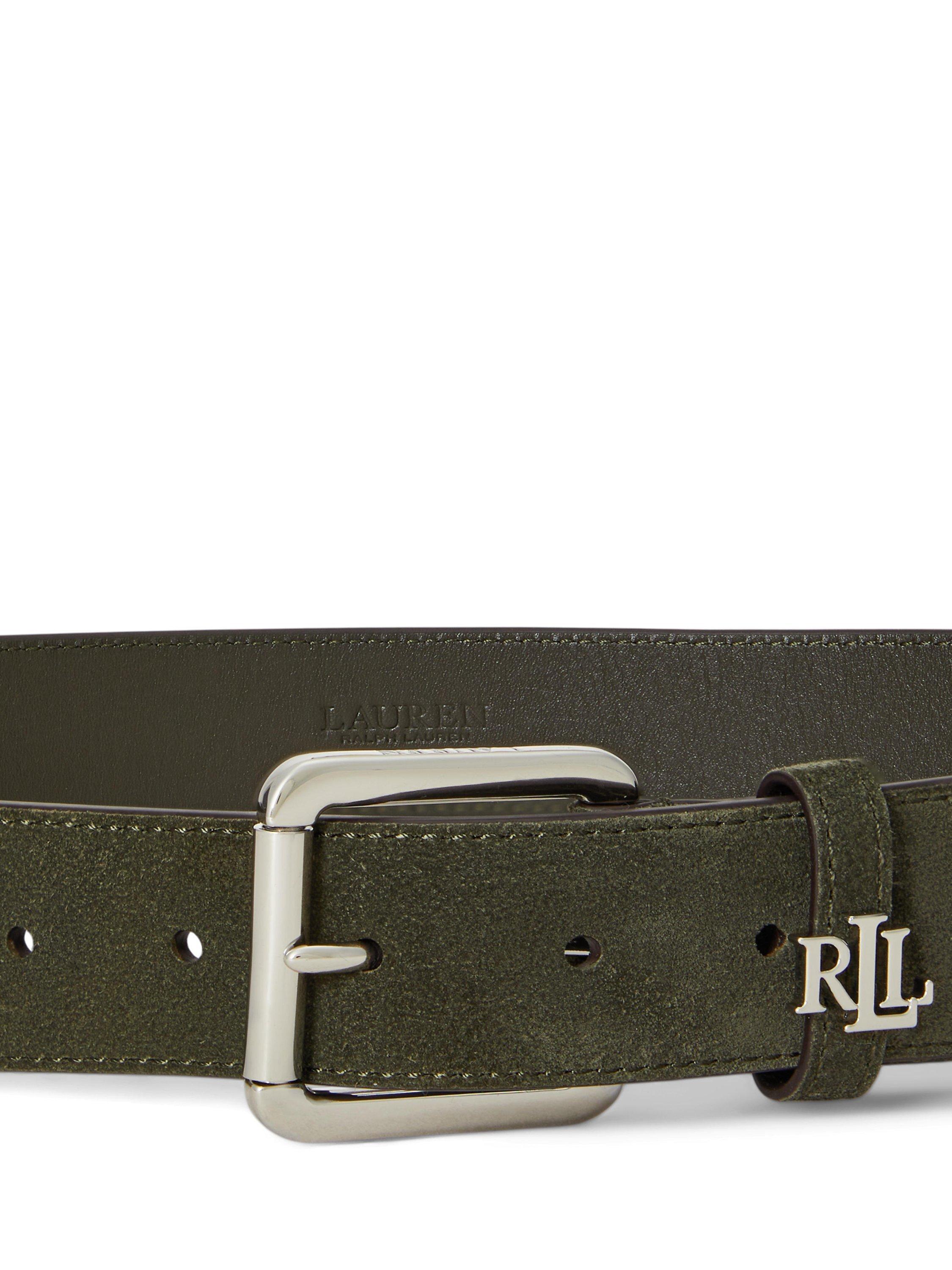 Product image 2 of 2, which shows Ralph Lauren Suede Silver Hardware Belt, Dark Olive, S