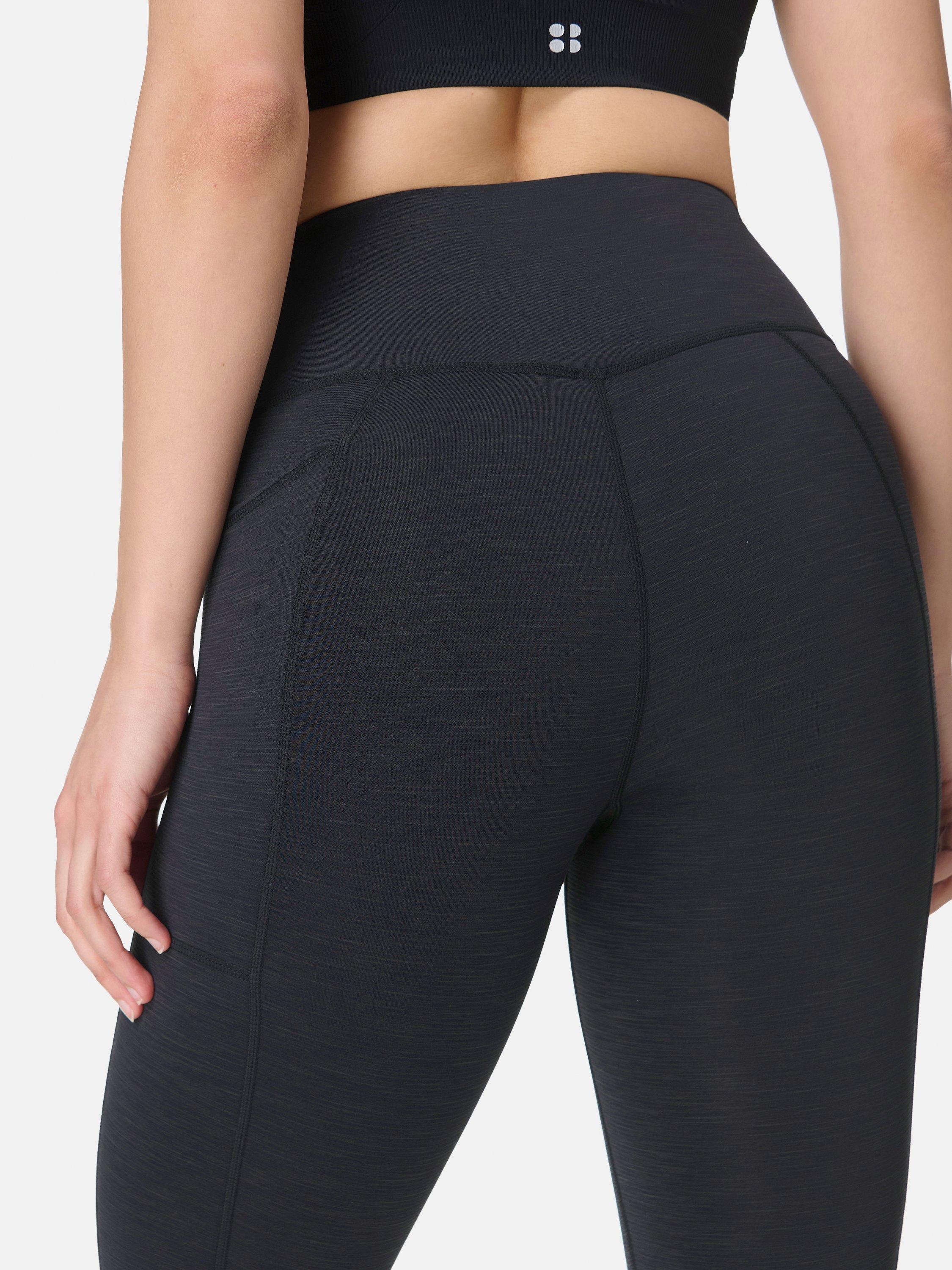 Product image 4 of 7, which shows Sweaty Betty Super High Waisted Sculpt 7/8 Workout Leggings, Black Marl, XXS