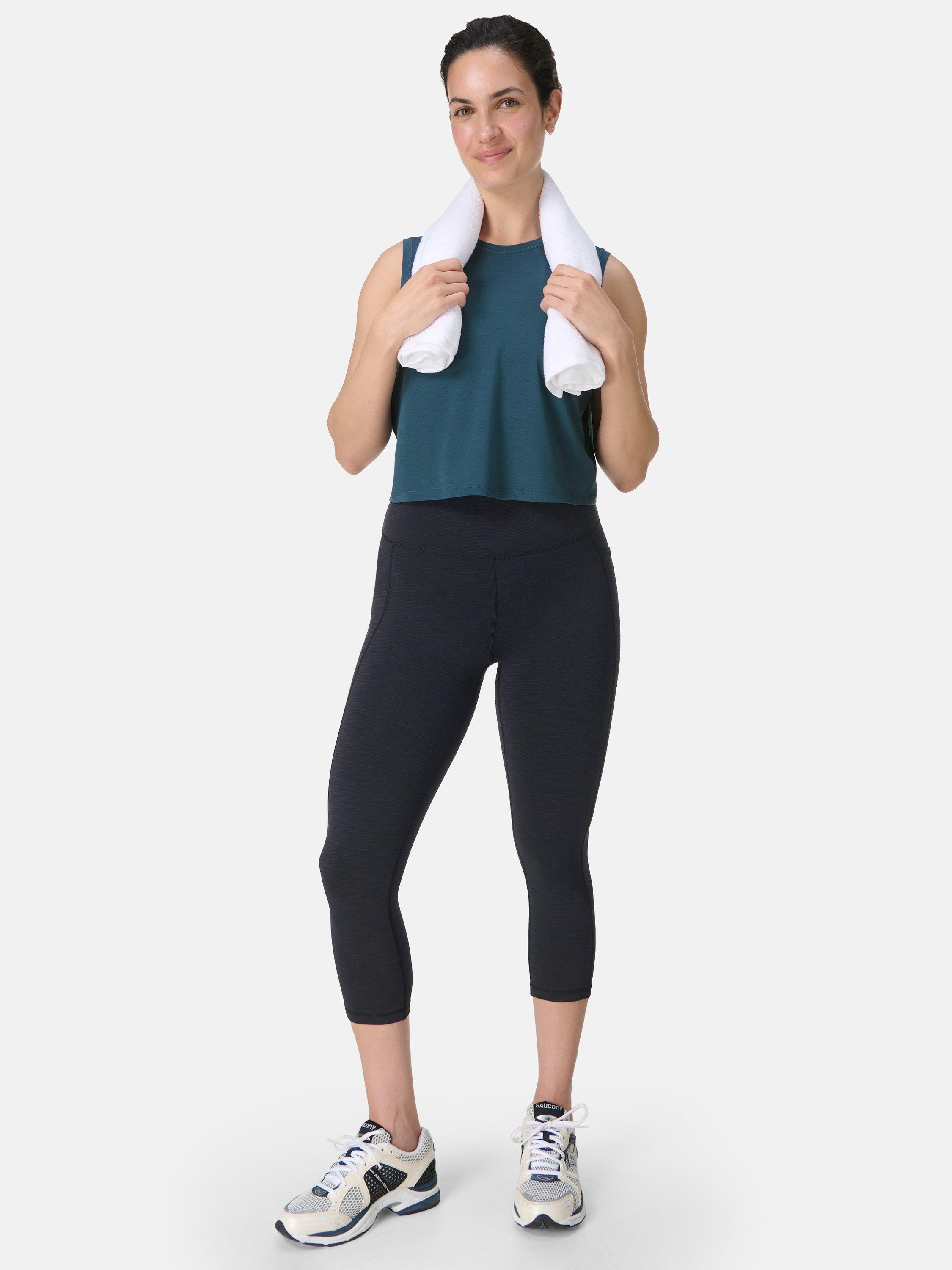 Product image 3 of 7, which shows Sweaty Betty Super Sculpt Cropped Workout Leggings, Black Marl, XXS