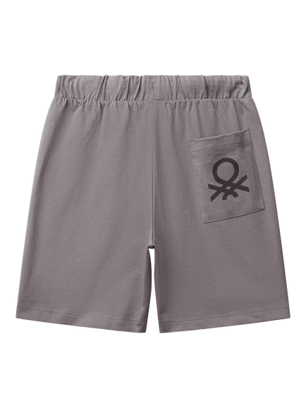 Benetton Kids' Drawstring Bermuda Shorts - view 2, Medium Grey