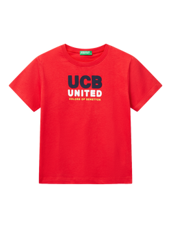 Benetton Kids' Short Sleeve Logo Print T-Shirt, Red, Red