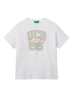 Benetton Kids' Crew Neck T-Shirt, White