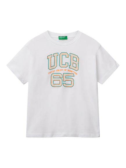 Benetton Kids' Crew Neck T-Shirt, White