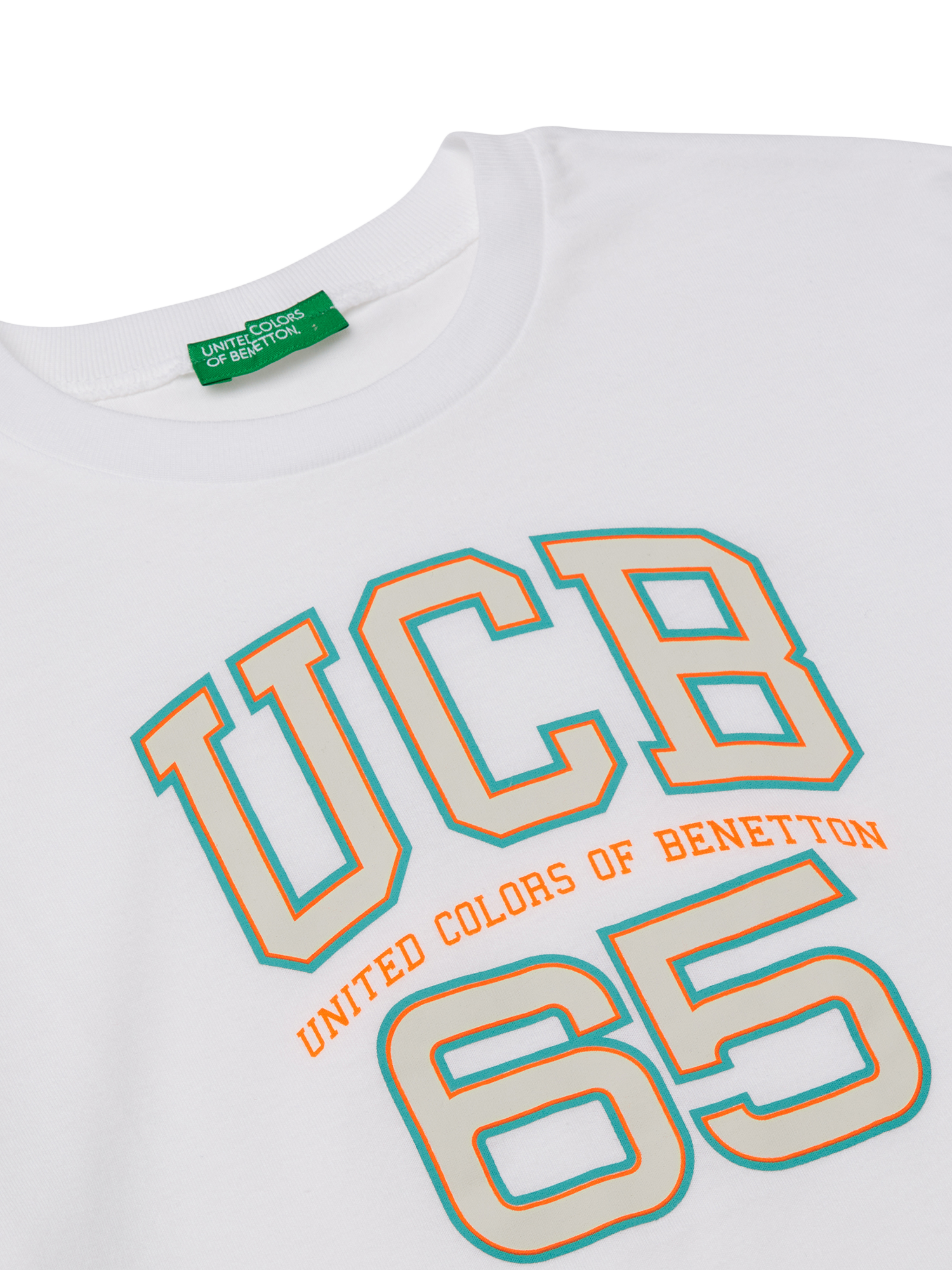 Product image 3 of 3, which shows Benetton Kids' Crew Neck T-Shirt, White, 6-7 years