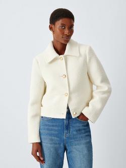 John Lewis Wool Blend Boucle Jacket, Ecru