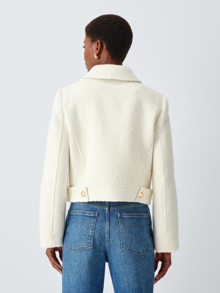 John Lewis Wool Blend Boucle Jacket - view 2, Ecru
