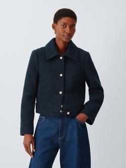 John Lewis Wool Blend Boucle Jacket, Navy