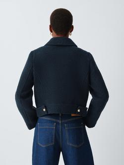 John Lewis Wool Blend Boucle Jacket - view 2, Navy