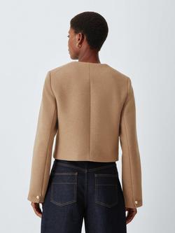 John Lewis Collarless Jacket with Wool, Camel Marl - view 2, Camel Marl