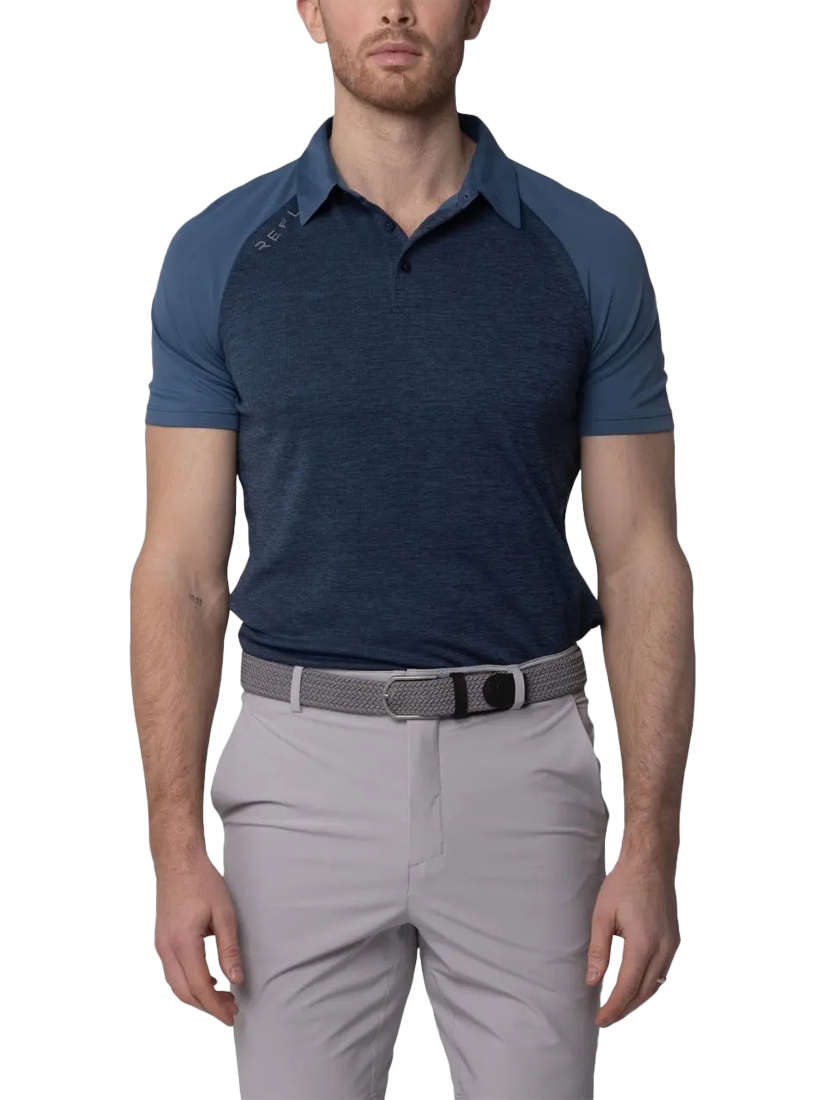 Product image 1 of 6, which shows REFLO Tummel Short Sleeve Polo Shirt, Navy /Coronet Blue, S